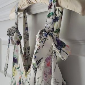 H&M floral print tiered asymmetrical midi dress